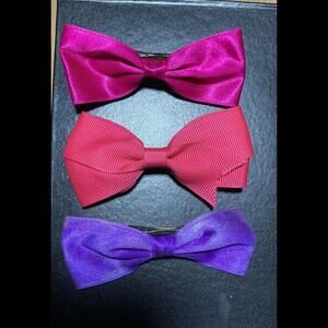 Vintage 80s 90’s Hair Clips Barrettes Bows Cloth Metal Pink And Purple Fabric